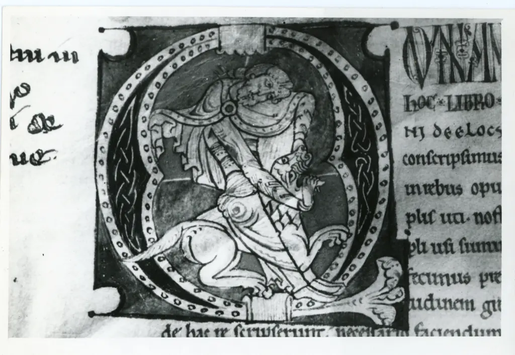 Anonimo sec. XII , Due figure maschili, Finte architetture