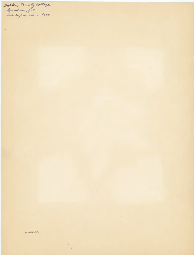 Anonimo , Dublin, Trinity College - Apocalisse, f. 2 - Last Anglian Sch. c. 1300 , retro