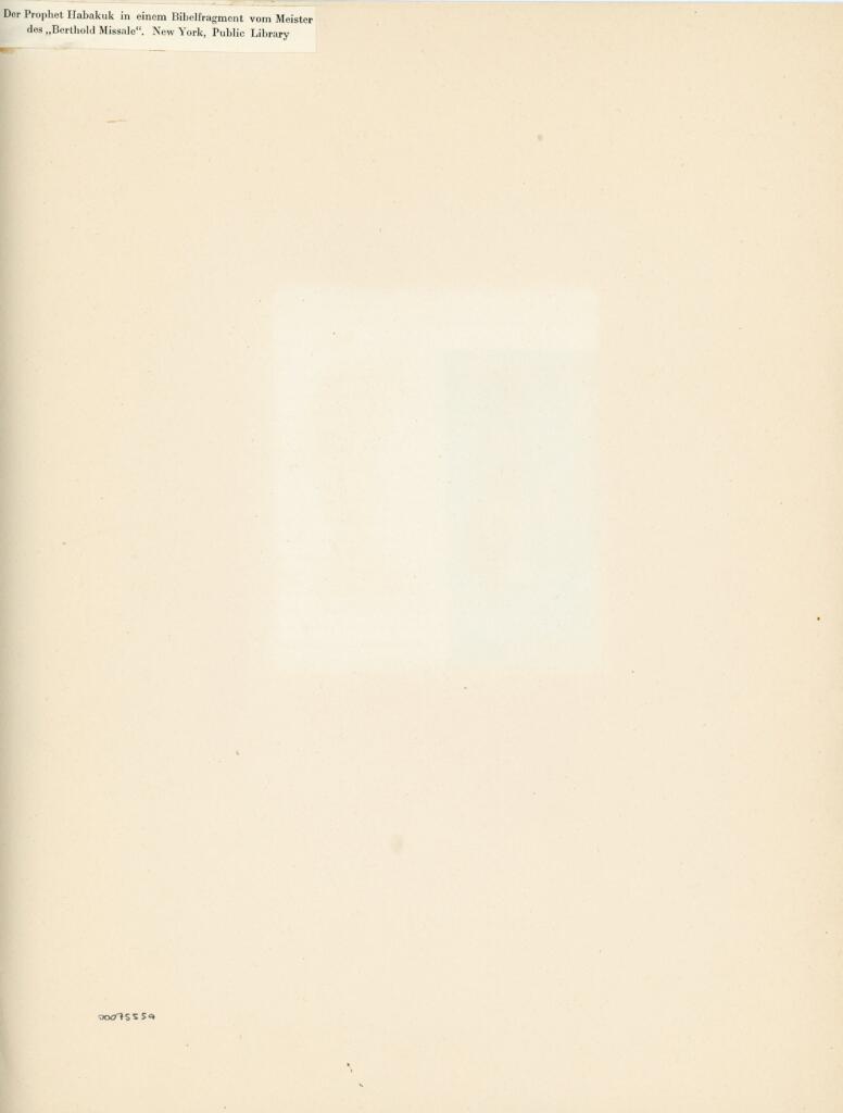 Anonimo , Der Prophet Habakuk in einem Bibelfragment vom Meister des "Berthold Missale". New York, Public Library , retro