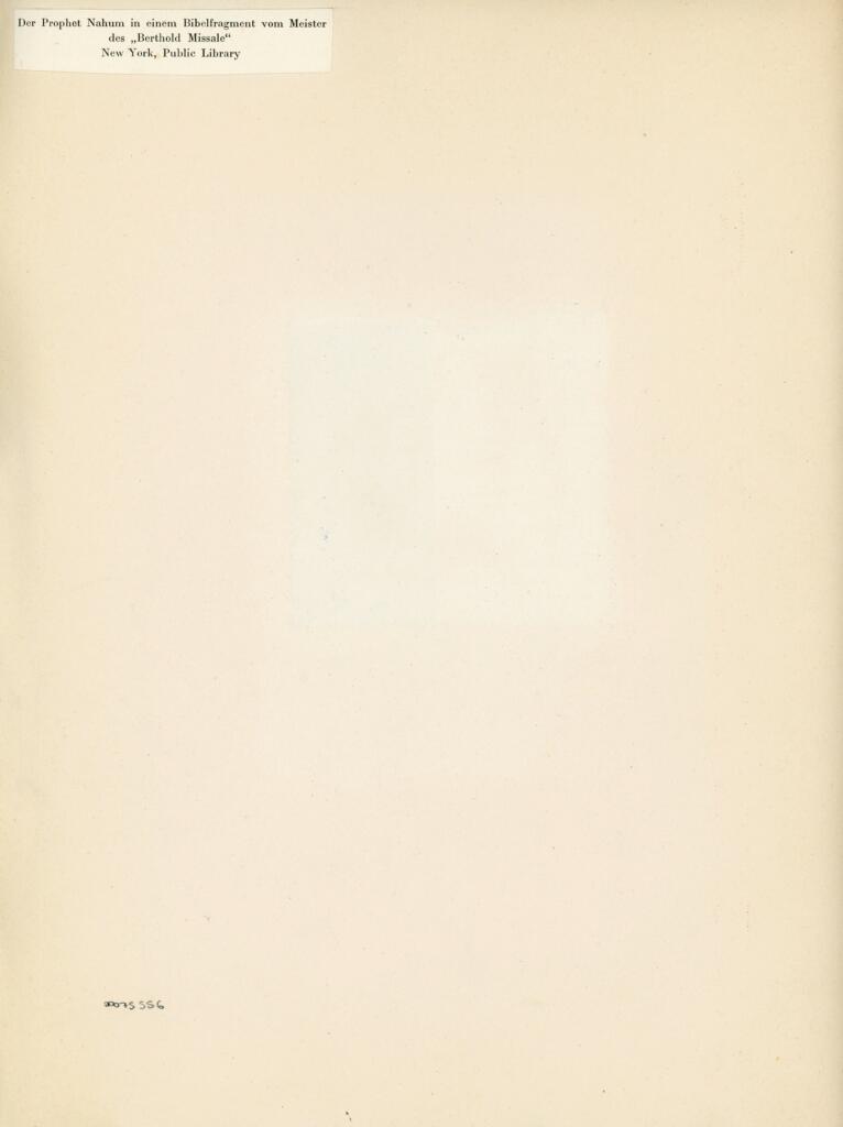 Anonimo , Der Prophet Nahum in einem Bibelfragment vom Meister des "Berthold Missale" - New York, Public Library , retro