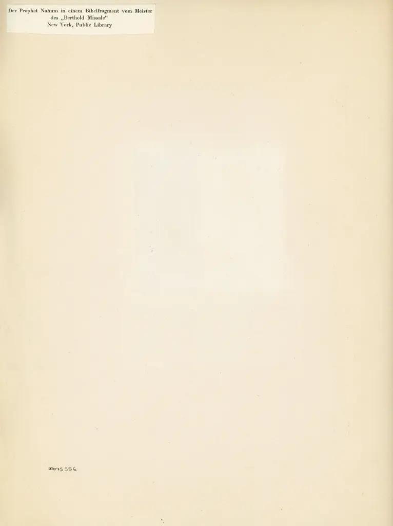 Anonimo , Der Prophet Nahum in einem Bibelfragment vom Meister des "Berthold Missale" - New York, Public Library , retro