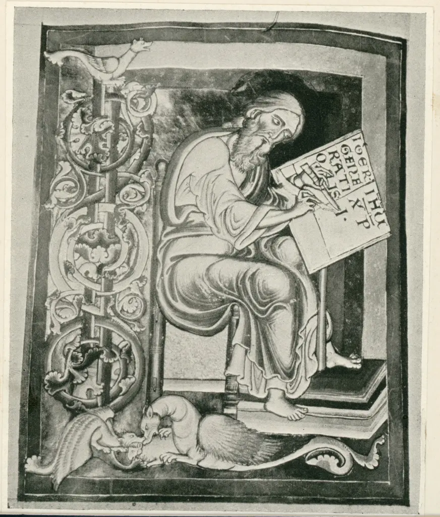 Anonimo , der Evangelist Matth&auml;ns in einem s&auml;chsisch-westf&auml;lischen Evangelienfragment des fr&uuml;hen 13. Jahrhunderts - New York, Public Library , fronte