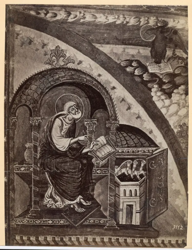 Anonimo , - - Finte architetture; San Giovanni Evangelista e l'aquila , fronte