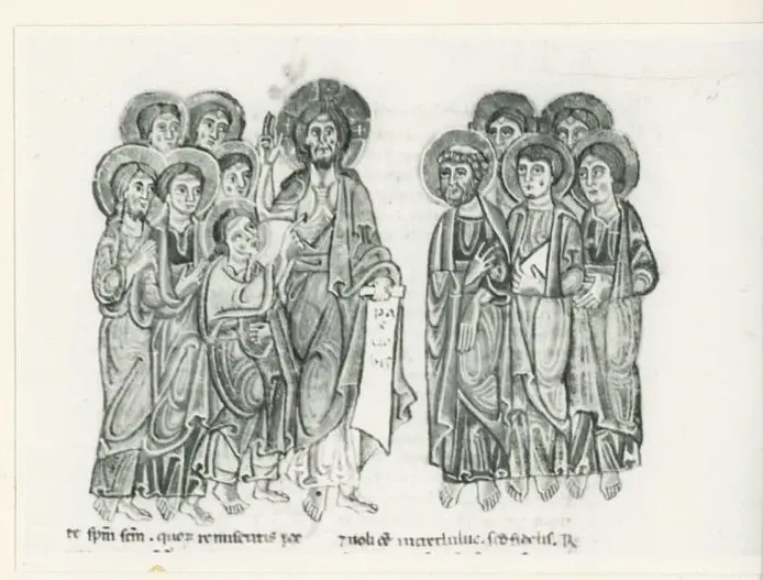 Anonimo , Anonimo - sec. XII - manoscritto, un foglio miniato , fronte