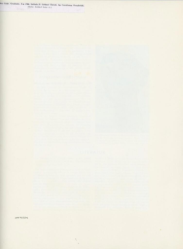 Anonimo , Codex Gisle. Graduale. Um 1300. Initiale P: Geburt Christi. Im Carolinum Osnabrück. , retro
