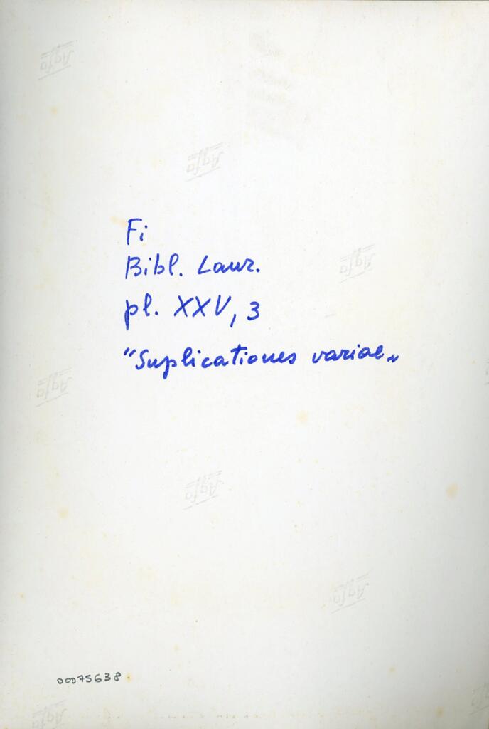 Anonimo , Fi - Bibl. Laur. pl. XXV, 3 - "Supplicationes variae" , retro