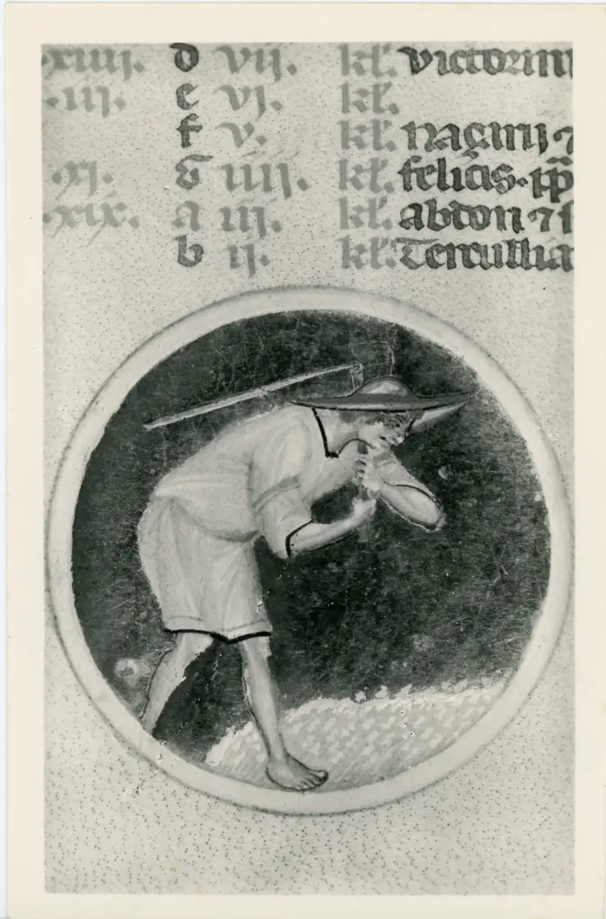 A. Villani e Figli , Anonimo sec. XIII - Pagina di un manoscritto miniato, Calendario , fronte