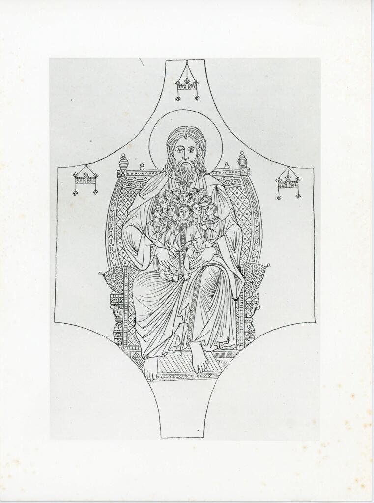 Anonimo , Eletti nel seno di Abramo ex Hortus Deliciarum - 1125-30 (perduto guerra 1870) di Herrade di Landsberg [?] di Hohenburg , fronte