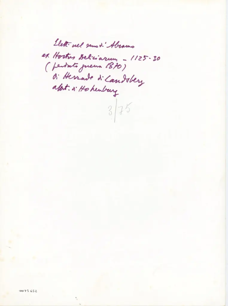 Anonimo , Eletti nel seno di Abramo ex Hortus Deliciarum - 1125-30 (perduto guerra 1870) di Herrade di Landsberg [?] di Hohenburg , retro