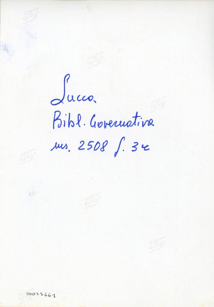 Lucca - Bibl. Governativa - ms. 2508 f. 3r , retro