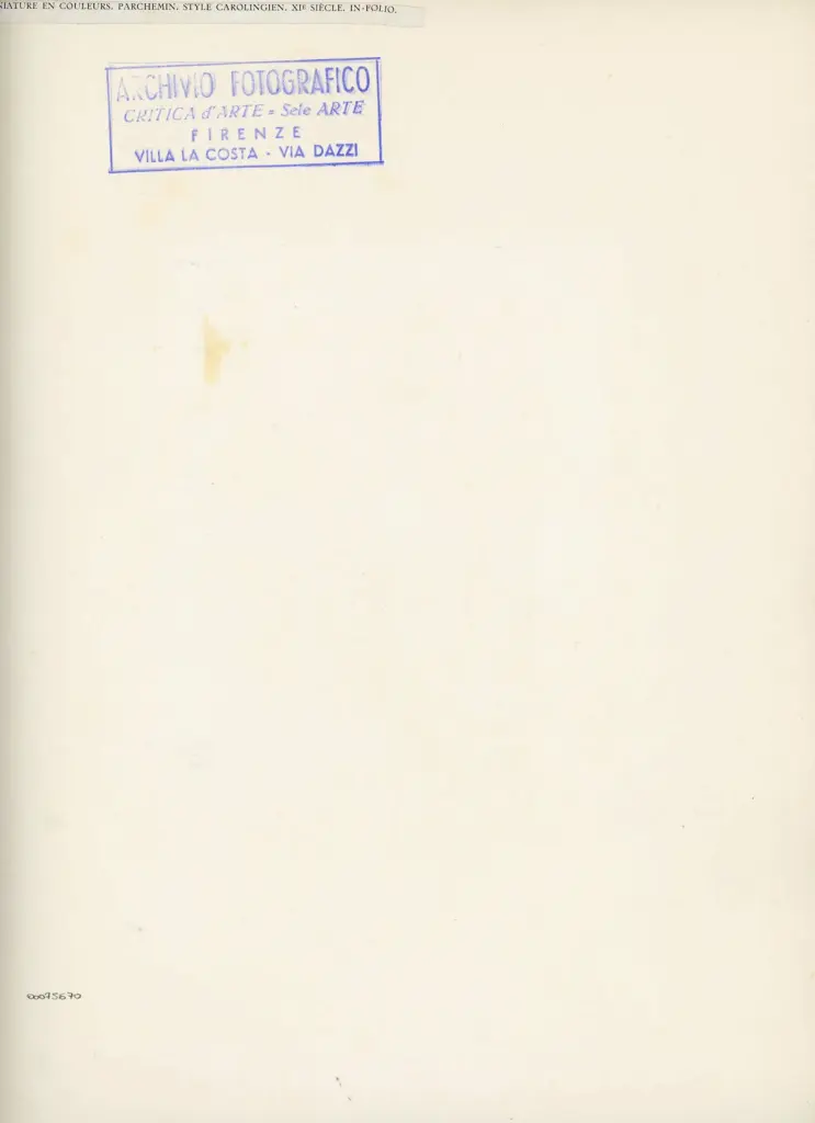 Miniature en couleurs. Parchemin. Style carolingien. XIe si&egrave;cle. In-folio , retro