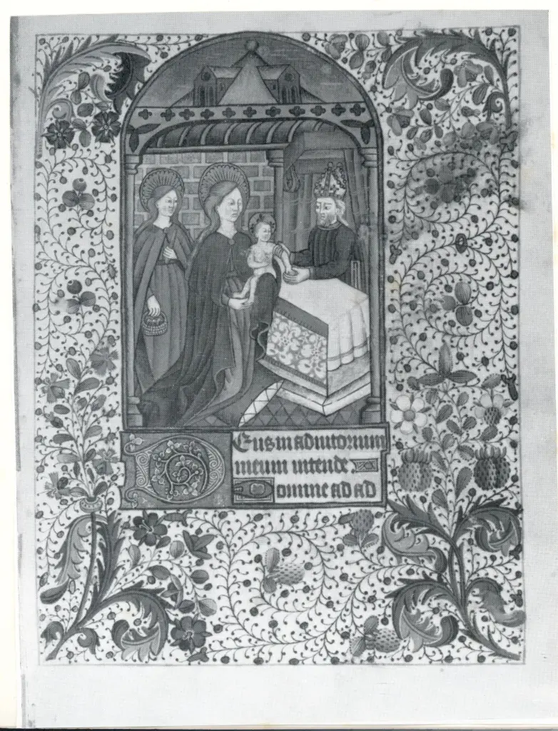 Anonimo francese - sec. XV - Libro d'Ore della Beata Vergine Maria, pagina miniata , fronte