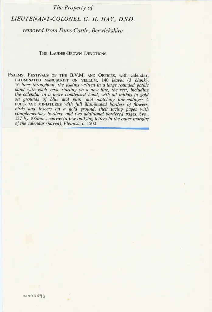 Anonimo fiammingo - sec. XV/ XVI - The Lauder-Brown Devotions , retro