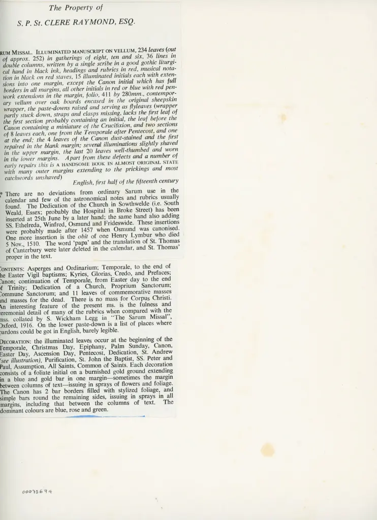 Anonimo inglese - sec. XV, prima met&agrave; - Manoscritto, una pagina , retro