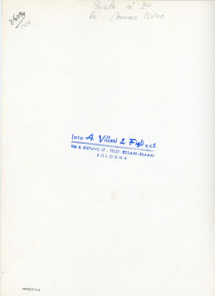 A. Villani e Figli , Corale n&deg; 24 - BO - Museo Civico , retro