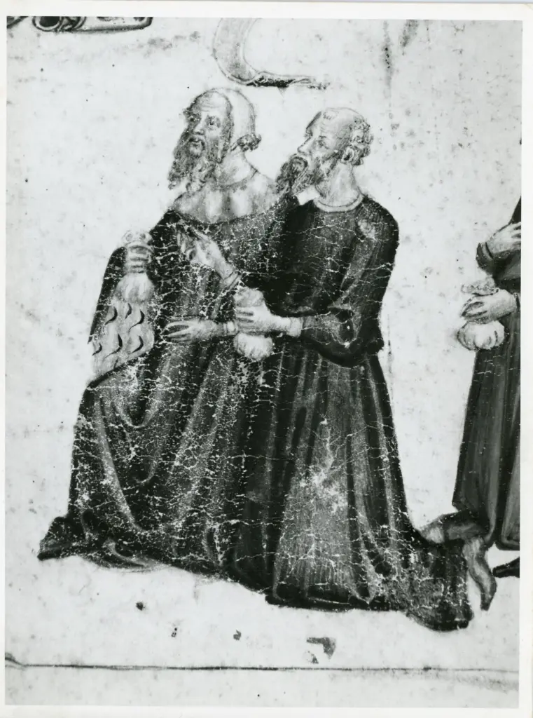 Universit&agrave; di Pisa. Dipartimento di Storia delle Arti , Traini Francesco - ambito - sec. XIV - Due uomini inginocchiati