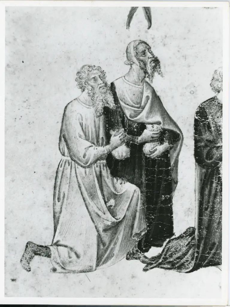 Anonimo , Francesco Traini, ambito (?), Museo nazionale di San Matteo, Deposito, Pergamena proveniente dalla Pia Casa della Misericordia di Pisa, particolare , fronte