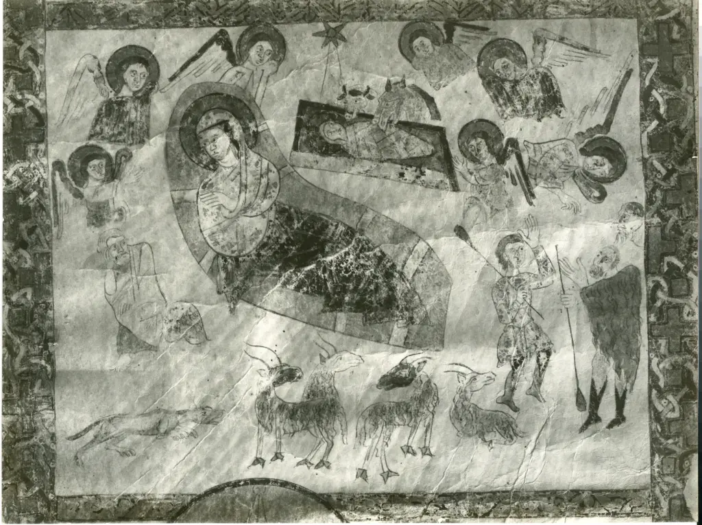 Anonimo sec. XI , Episodi dell'infanzia di Cristo, Nativit&agrave; di Ges&ugrave;, Cornice con motivi decorativi geometrici