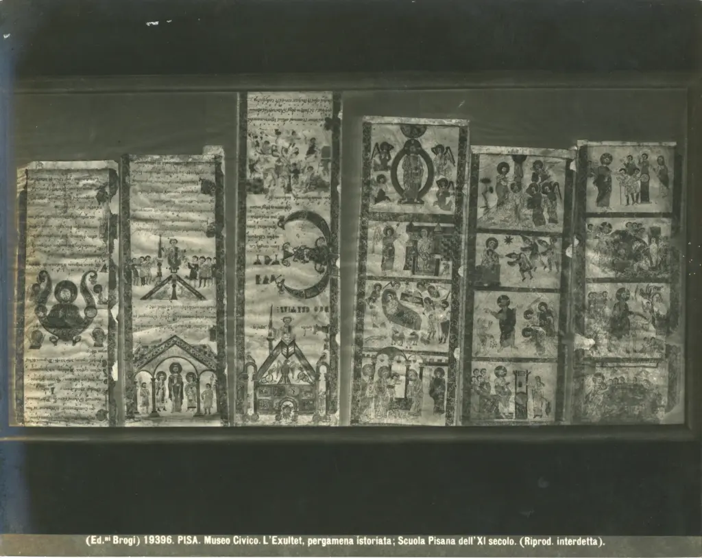 Brogi , Pisa. Museo Civico. L'Exultet, pergamena istoriata; Scuola Pisana dell'XI secolo. , fronte