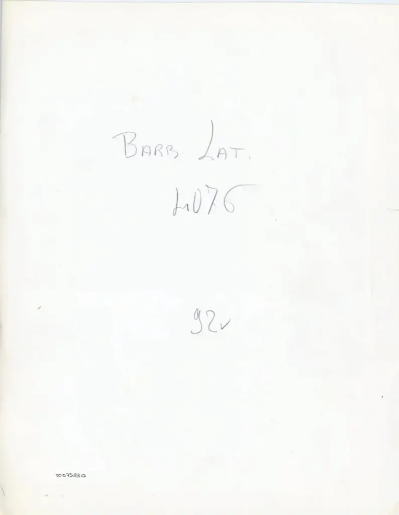 Anonimo , Barb. Lat. 4076 - 92v , retro