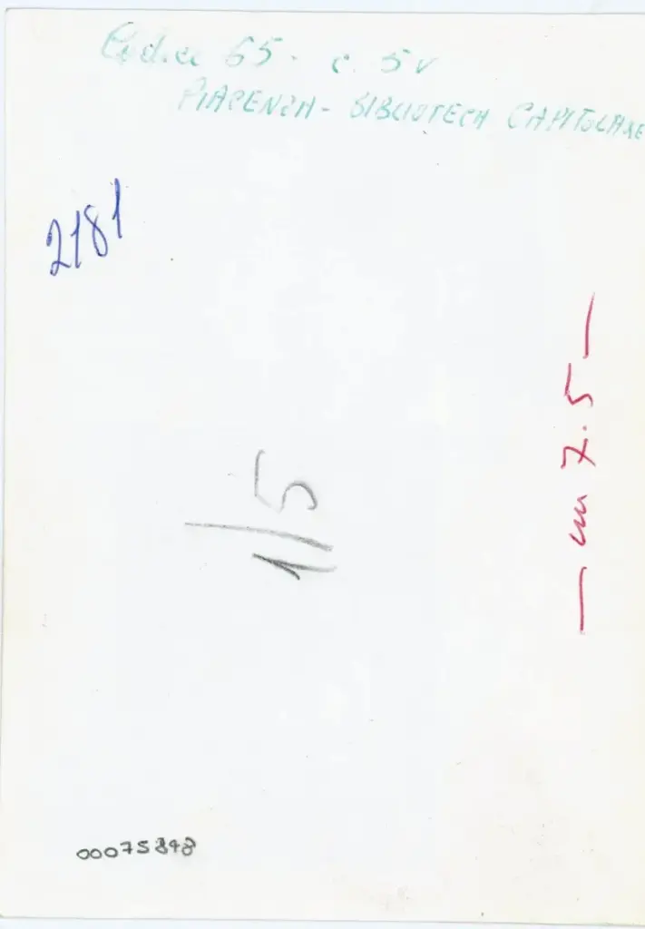 Vaghi, Bruno , Codice 635 - c. 5v - Piacenza - Biblioteca Capitolare , retro