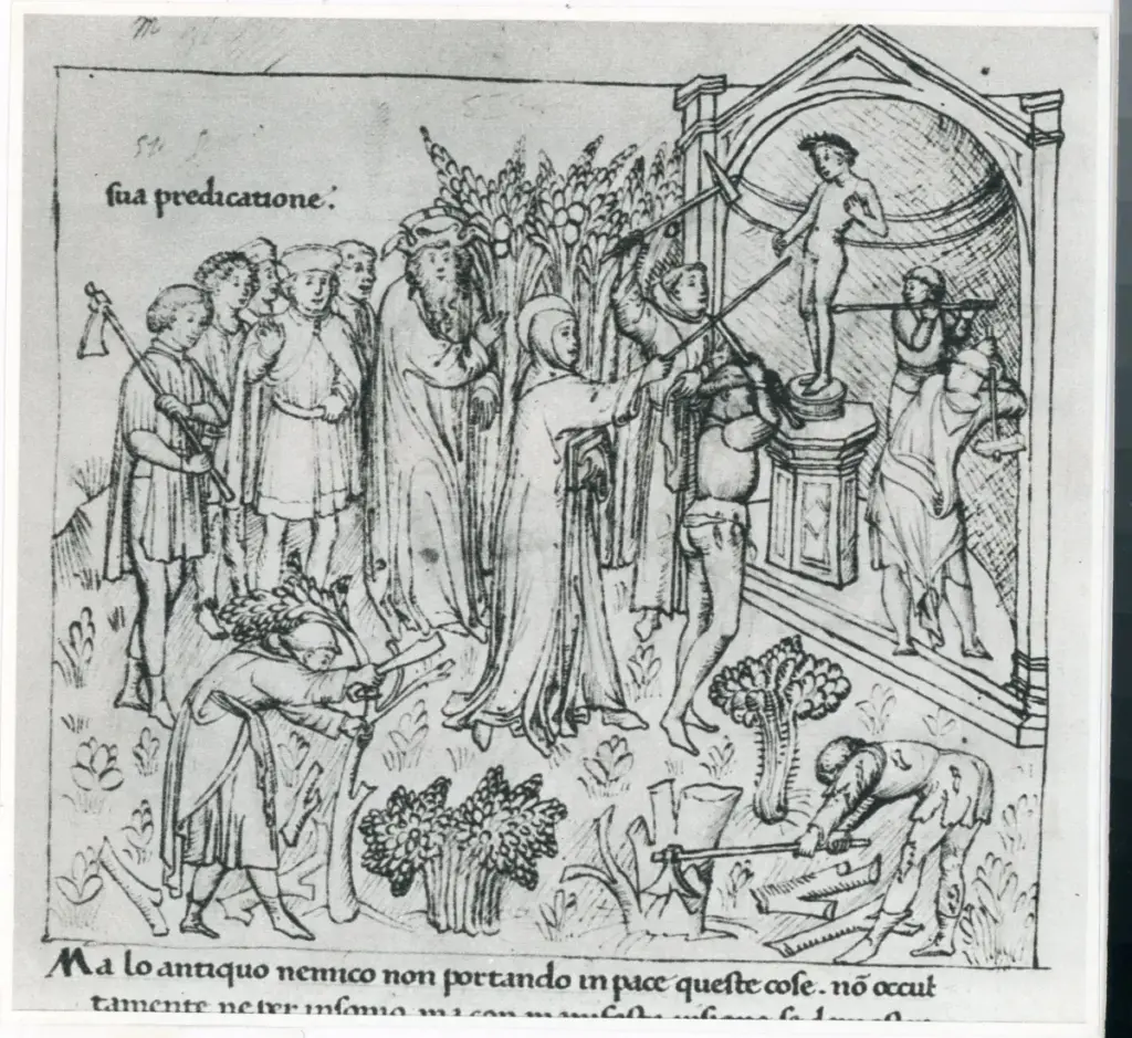 F. 16 della Vita di s. Benedetto, ms. B. IV 13 della Biblioteca Comunale di Mantova , fronte