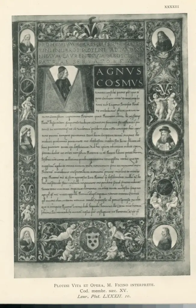 Anonimo , Plotini Vita et Opera, M. Ficino interprete. - Cod. membr. saec. XV. - Laur. Plut. LXXXII.10. , fronte