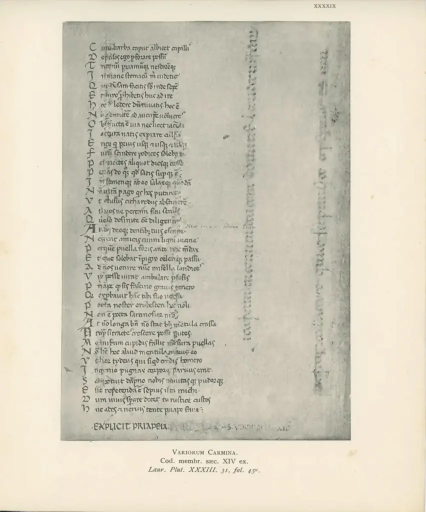 Anonimo , Variorum Carmina. Cod. membr. saec. XIV ex. Laur. Plut. XXXIII.31, fol. 45v , fronte