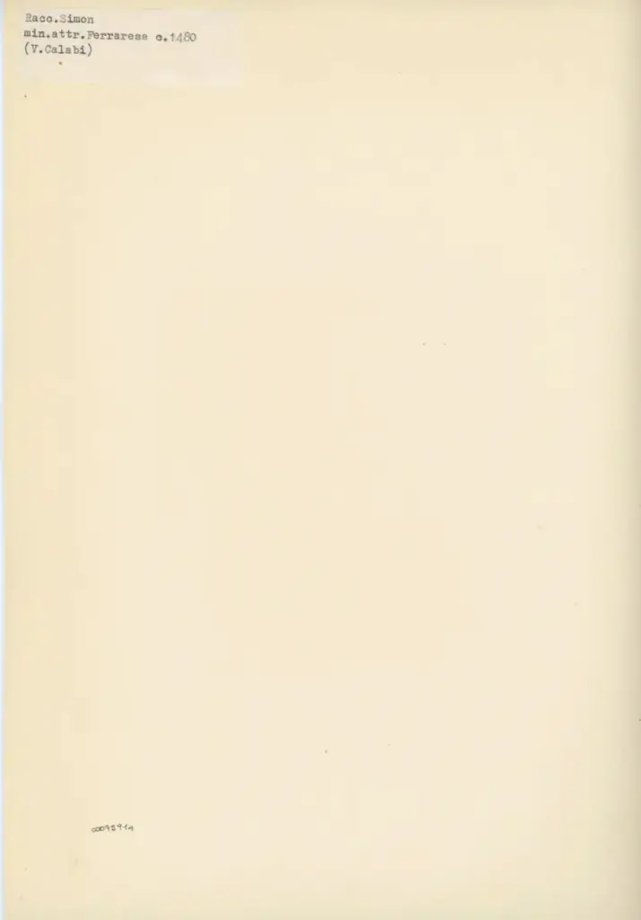 Anonimo , Racc. Simon - min. attr. Ferrarese c. 1480 , retro
