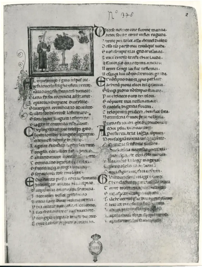 Anonimo , La carta 2a del Codice Magl. VII 1035 della R. Biblioteca Nazionale di Firenze, dove ha principio il poemetto: L'Intelligenza. , fronte