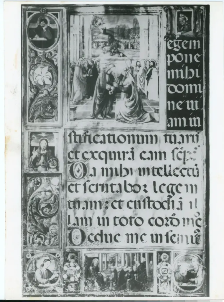 Anonimo , Monte di Giovanni del Fora, Gherardo di Giovanni - sec. XV/ XVI, pagina di un manoscritto miniato , fronte