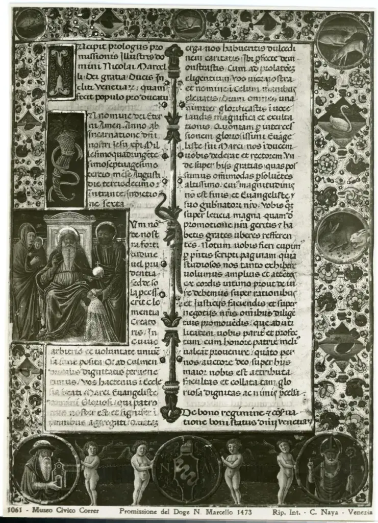 Naya , Museo Civico Correr - Promissione del Doge N. Marcello 1473 , fronte