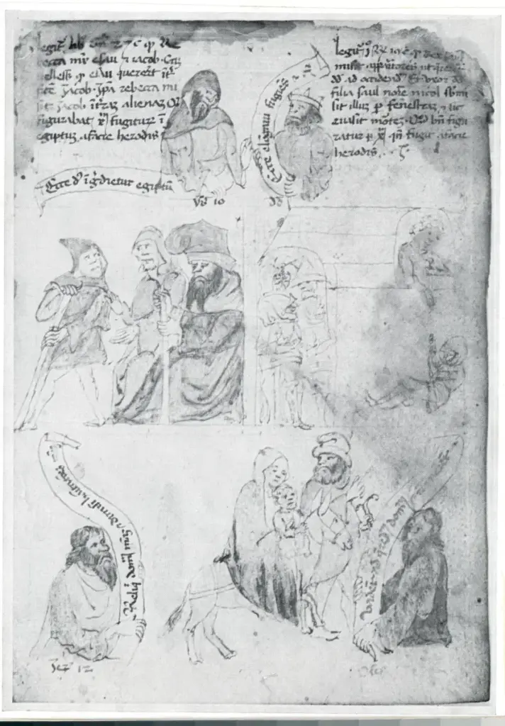Anonimo , Anonimo - sec. XV, inizio - Foglio miniato da una Biblia Pauperum , fronte
