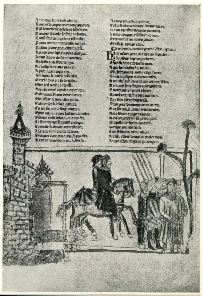 Anonimo sec. XIV , Scena storica, Cavalieri
