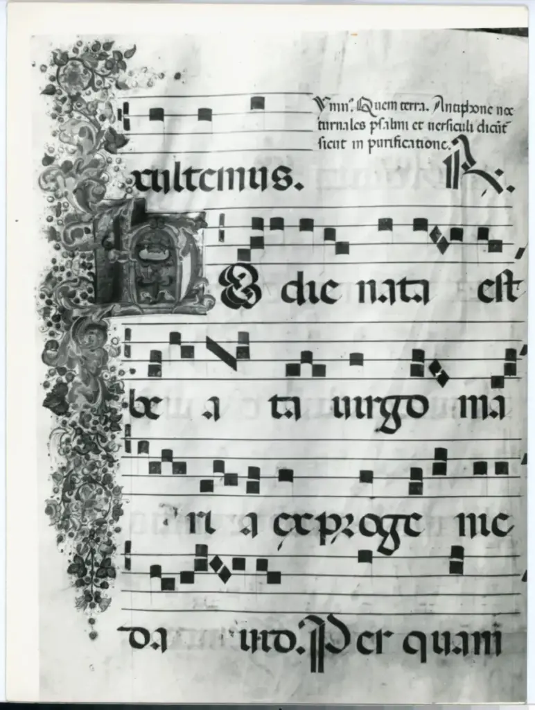 Anonimo - sec. XIV - Manoscritto miniato, iniziale H , fronte