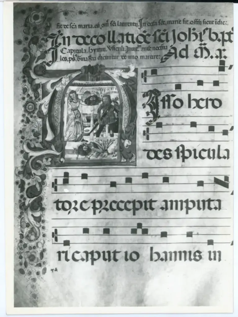 Anonimo - sec. XIV - Manoscritto miniato, iniziale U , fronte