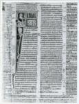 Anonimo italiano sec. XIV , Miniatura tabellare, Miniatura con figura umana, Imperatore Giustiniano, Finte architetture, Iniziale I, Iniziale figurata