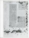 Anonimo italiano sec. XV , Pagina miniata, Fregio con motivi vegetali, Iniziale I, Iniziale filigranata