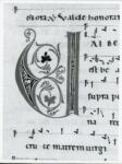 Anonimo italiano sec. XIII , Iniziale V, Motivi decorativi fitomorfi, Notazione musicale