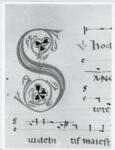Anonimo italiano sec. XIII , Iniziale S, Iniziale decorata, Motivi decorativi fitomorfi, Notazione musicale