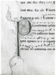 Anonimo italiano sec. XIII , Iniziale P, Motivi decorativi fitomorfi, Notazione musicale