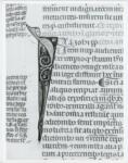 Anonimo italiano sec. XIV , Iniziale I, Iniziale figurata, Testa d'uomo di profilo, Motivi decorativi fitomorfi