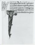 Anonimo italiano sec. XIV , Iniziale I, Iniziale figurata, Ritratto di giovane uomo in armi