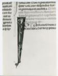 Anonimo italiano sec. XIV , Iniziale I, Iniziale figurata, Figura maschile con corona, Motivo decorativo zoomorfo