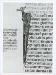 Anonimo italiano sec. XIV , Iniziale I, Iniziale figurata, Motivi decorativi con figure fantastiche