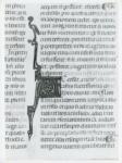 Anonimo italiano sec. XIV , Iniziale A, Iniziale decorata, Motivo decorativo zoomorfo, Motivi decorativi fitomorfi