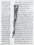 Anonimo italiano sec. XIV , Iniziale I, Iniziale figurata, Figura umana, Motivo decorativo zoomorfo