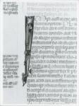 Anonimo italiano sec. XIV , Iniziale I, Iniziale figurata, Figura maschile con corona, Motivo decorativo zoomorfo