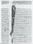Anonimo italiano sec. XIV , Iniziale I, Iniziale figurata, Motivi decorativi con figure fantastiche, Motivi decorativi fitomorfi