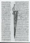 Anonimo italiano sec. XIV , Iniziale I, Iniziale figurata, Motivi decorativi con figure fantastiche, Motivi decorativi fitomorfi